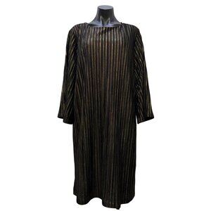 NWT Chico's Black & Gold Lurex Stripe Velvet Dress Size 3